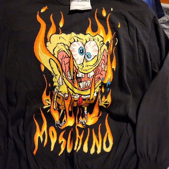 Rare!!!! NWOT! NEVER WORN, MOSCHINO, SPONGEBOB ON FIRE! ITS PRETTY COOL!!! - Picture 2 of 5
